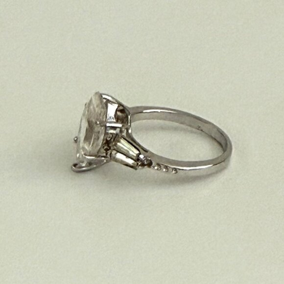 Diana Creations Ring Size 6 Marquise Baguette 10K HGE White Gold Electroplate - Picture 8 of 13